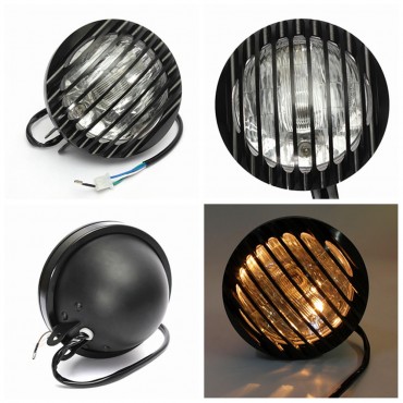 6Inch Black Metal Motorcycle Grill Cover Halogen Headlights For Harley Sportster