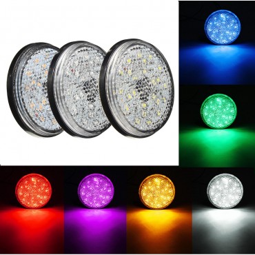 6W 24LED Round Reflector LED Rear Taillight Brake Stop Light For Motorcycle 7 Colors