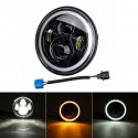 7inch 75W 6000K DRL Amber Halo Angle Eyes Projector LED Round Headlights Hi/Lo Beam Turn signal Light For Harley/Yamaha/Jeep