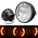 7inch Motorcycle Headlight Amber LED Turn Signal Light For Harley Cafe Racer