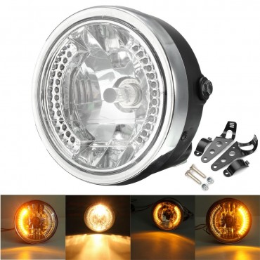 8 Inch Motorcycle Headlight With LED Turn Signal Indicators Bracket