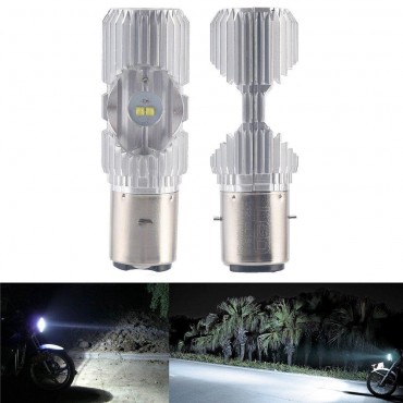 BA20D 1200LM 6000K 4 LED Scooter Hi/Lo Motorbike Moped ATV Headlight Fog Lamp Bulb