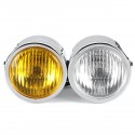 Black Twin Headlight Motorcycle Double Dual Lamp Street Fighter Dual Headlight