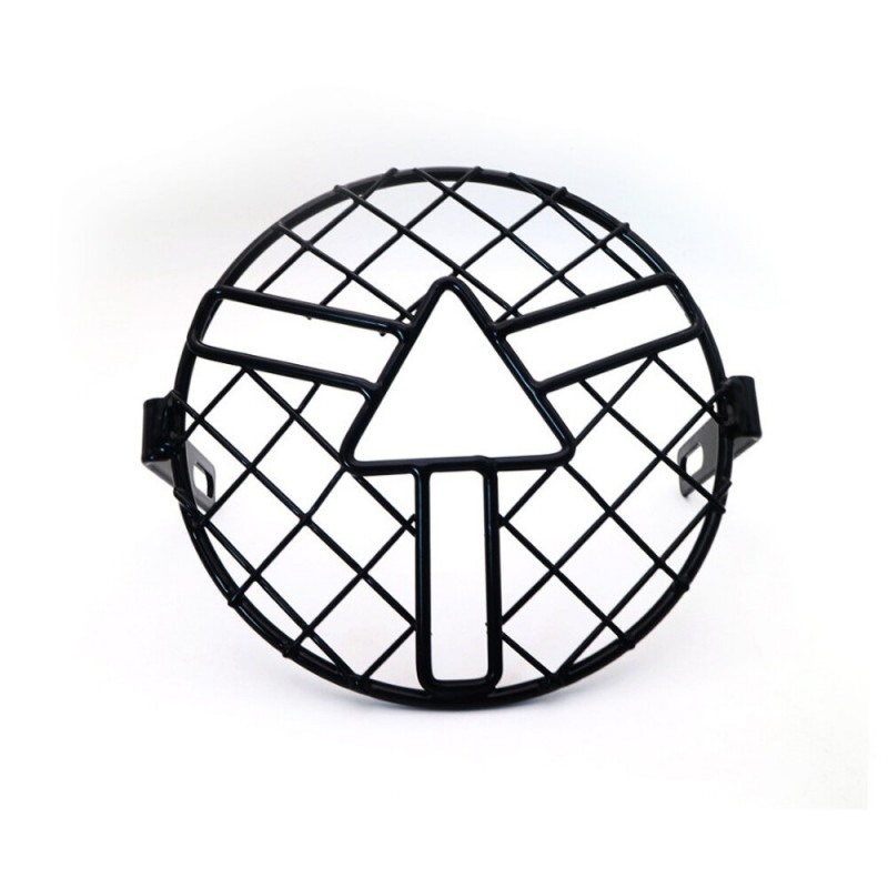 Motorcycle Black Grill Mesh Headlight Cover Retro Vintage Arrow Style Side Mount Mask CG125 GN125
