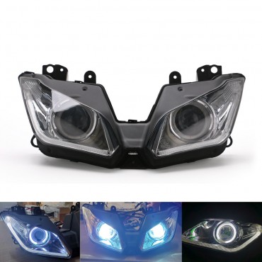 Motorcycle Headlight Assembly Angel Eyes Front Clear Headlight Headlamp For Kawasaki NINJA 250 300 ZX6R ZX 6R 2013-2016