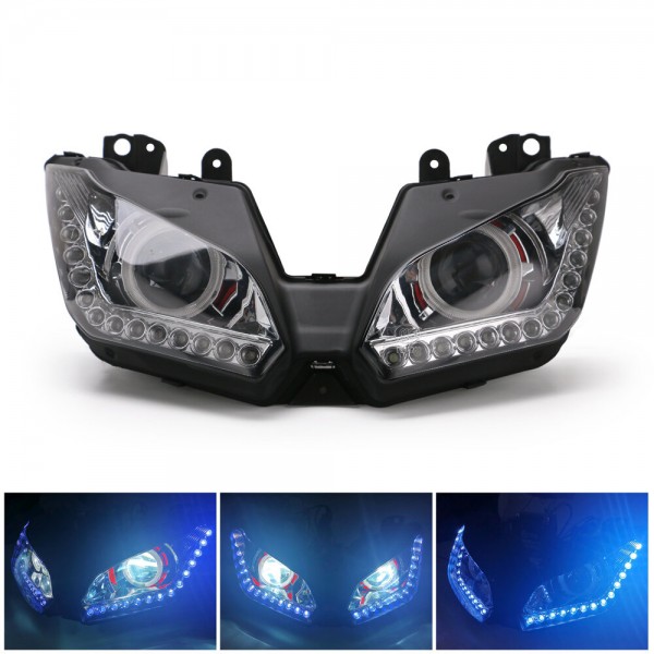 Motorcycle Headlight Assembly Angel Eyes Front Clear Headlight Headlamp For Kawasaki NINJA 250 300 ZX6R ZX 6R 2013-2016