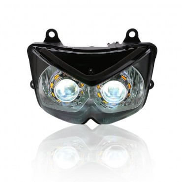 Motorcycle Headlight Assembly Angel Eyes Front Clear Headlight Headlamp For Kawasaki Ninja 250 2010