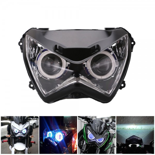 Motorcycle Headlight Assembly Angel Eyes Front Clear Headlight Headlamp For Kawasaki Z800 z250 2013-2016