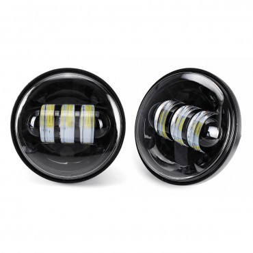 Pair 4 Inch 30W 6000K LED Headlights Flood Fog Passing Light White Lamp Fit For Harley