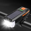 Solar Power Bicycle Headlights Ring Bell Light Waterproof Rechargeable Bike Front Lamp