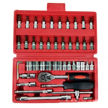 46PCS Auto Repair Tools Combination Set Manual Socket Wrench Moto Protection Tools