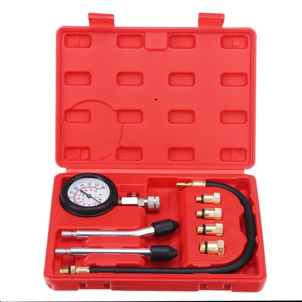 8Pcs G326 Gasoline Engine Compression Tester Auto Petrol Gas Engine Cylinder Automobile Pressure Gauge Tester Automotive Test Kit 0-300psi With Case