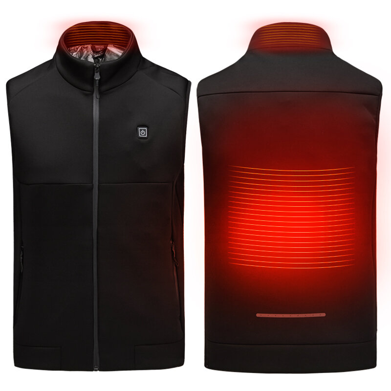 Electric USB Heated Warm Back Cervical Spine Hooded Winter Jacket Motorcycle Skiing Riding Coat