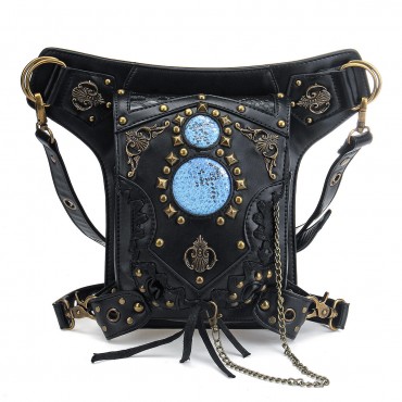 Motorcycle Steampunk Waist Bag PU Leather Handbag Shoulder Gothic Retro Victorian Style