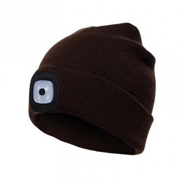 USB Rechargeable Wool Repair Cap LED Lighted Warm Hat