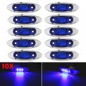 10Pcs Blue 3LED 24V Side Marker Indicator Light Clearance Lamp Truck Trailer Lorry Van