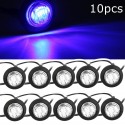10pcs Mini 12/24V Blue Round LED Button Side Marker Lights Lamps Trailer