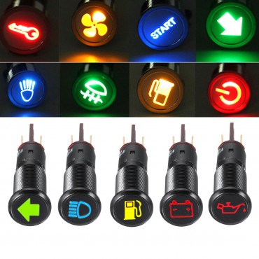 12/24/36V 14MM LED Dashboard Warning Signal Light Van Dash Panel Indicator Lamp