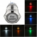 12V 19mm 5 Pin Silver Fire Lasers Metal Push Button Switch LED Light Momentary