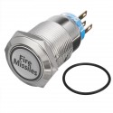 12V 19mm 5 Pin Silver Fire Missiles Metal Push Button Switch LED Light Momentary