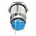 12V 19mm 5 Pin Silver Fire Missiles Metal Push Button Switch LED Light Momentary