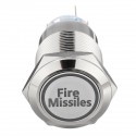 12V 19mm 5 Pin Silver Fire Missiles Metal Push Button Switch LED Light Momentary