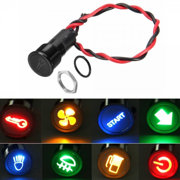 12V 24V 36V 14mm Symbol LED Dash Panel Warning Signal Light Indicator Lamp Car Boat