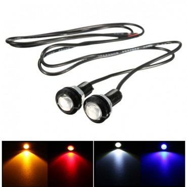 12V 3W 18mm Car Motorcycle LED Eagle Eye Plate License Running DRL Tail Light Lamp