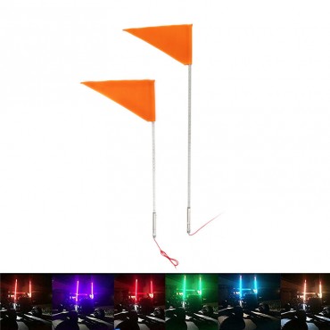 12V 5050 RGB 3ft/4ft/5ft LED Whip Light 30 Mode 13-22W/16-30W Flagpole Banner Lamp With Flag Multi-Color Remote Control For Jeep ATV UTV RZR Motorcycle Truck Off-Road