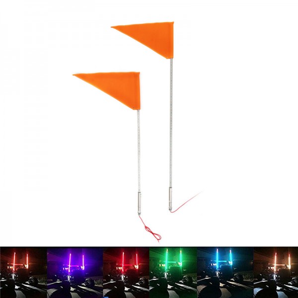 12V 5050 RGB 3ft/4ft/5ft LED Whip Light 30 Mode 13-22W/16-30W Flagpole Banner Lamp With Flag Multi-Color Remote Control For Jeep ATV UTV RZR Motorcycle Truck Off-Road