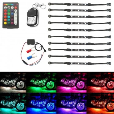 12V 50W Multi-Color Wireless Remote Control Motorcycle Lamp RGB Flexible Strips Ground Effect Light