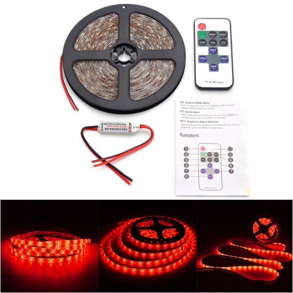 12V 5M 300LED Wireless Waterproof LED Strip Light 16FT For Motorcycle Boat Truck Car SUV