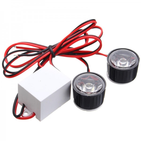 12V-80V Motorcycle LED Round Burst Flash Strobe Car Eagle Eye Lights Red Blue White