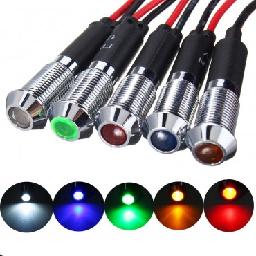 12V 8mm LED Indicator Lamp Light Bulb Dash Warning Panel Car Truck Boat