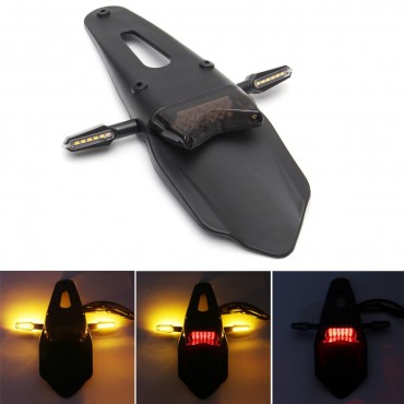 12V Motorcycle Enduro LED Rear Fender Brake Tail Light With Turn Signals Universal