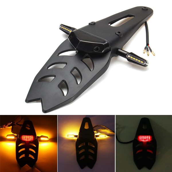 12V Motorcycle Enduro LED Rear-Fender Brake Tail Running Light Turn Signal Universal