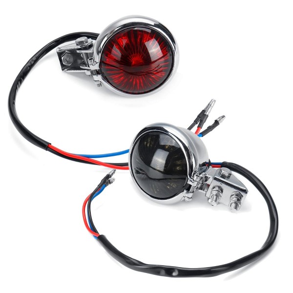 12V Motorcycle Smoke Rear Brake Stop Red Tail Light For Harley Chopper Cafe Racer