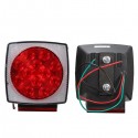 12V Truck Trailer LED Square Rear Brake Lamp Tail Plate Lights Stud Mount Red Orange White