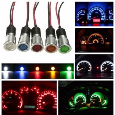 14mm 12V Dash Panel Indicator Warning Light Lamp For Motorcycle Car Van Boat Truck Lorry