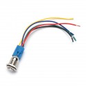 16mm 12V Blue LED Metal 5Pin 1NC 1NO Momentary Push Button Switch With Socket
