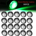 20pcs Mini 12/24V Green Round LED Button Side Marker Lights Lamps Trailer