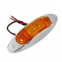 2Pcs Yellow 3LED 24V Side Marker Indicator Light Clearance Lamp Truck Trailer Lorry Van