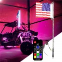 4/5ft Lighted LED Car Whip Lights 5050RGB Flagpole Lamp w/Flag + Remote For Jeep ATV UTV