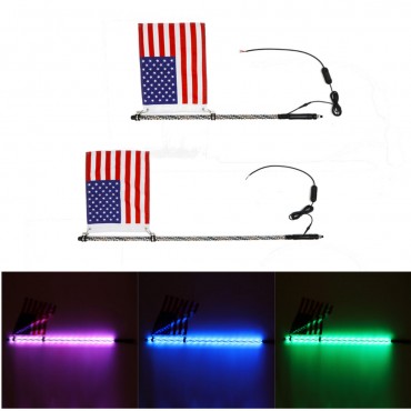 4/5ft Lighted LED Car Whip Lights 5050RGB Flagpole Lamp w/Flag + Remote For Jeep ATV UTV