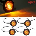 4pcs 12V/24V Amber Mini Round LED Button Side Marker Lights Lamps Truck Trailer