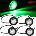 4pcs 12V/24V Green Mini Round LED Button Side Marker Lights Lamps Truck Trailer