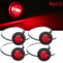 4pcs 12V/24V Red Mini Round LED Button Side Marker Lights Lamps Truck Trailer