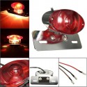 5W Motorcycle Rear Cat Eye Brake Tail Light Red Lens With Chrome Number Plate Bracket