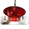 5W Motorcycle Rear Cat Eye Brake Tail Light Red Lens With Chrome Number Plate Bracket