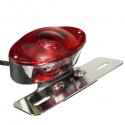 5W Motorcycle Rear Cat Eye Brake Tail Light Red Lens With Chrome Number Plate Bracket